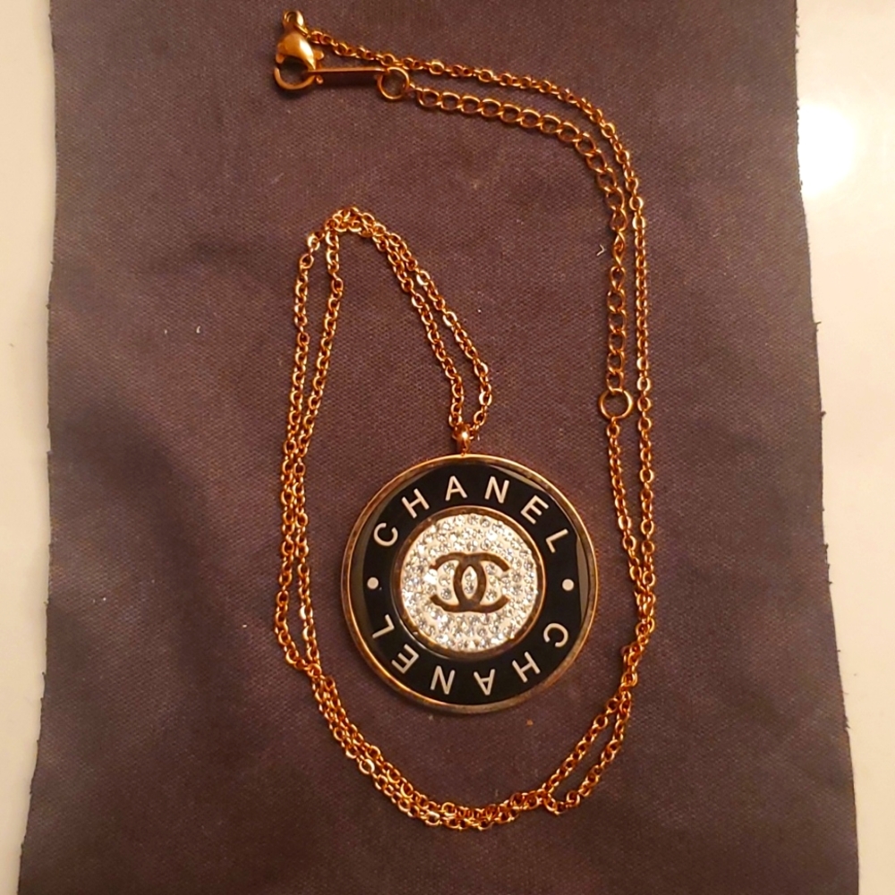 NWOT Double-C Crystal Accented Pendant Rose Gold Tone Necklace